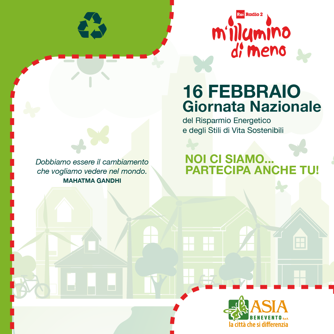 L’ASIA DI BENEVENTO SOSTIENE LA CAMPAGNA “M’ILLUMINO DI MENO 2023”